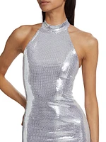 Sequin High-Neck Gown