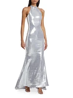 Sequin High-Neck Gown