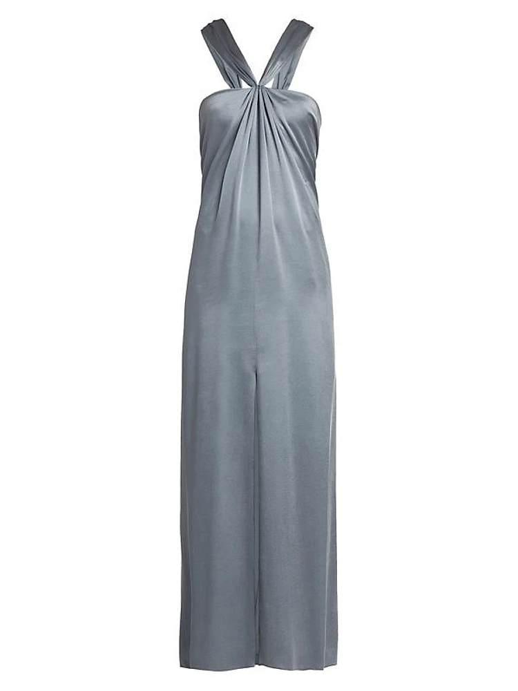 Silk Halterneck Column Gown