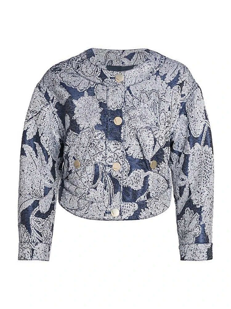 Floral Jacquard Cropped Jacket