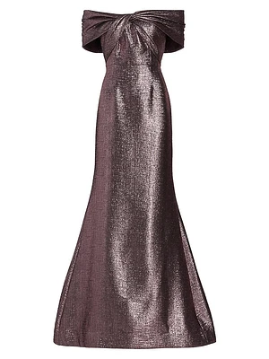 Off-The-Shoulder Metallic Gown