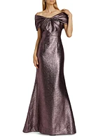 Off-The-Shoulder Metallic Gown