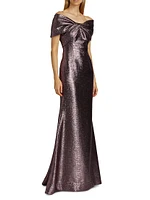 Off-The-Shoulder Metallic Gown