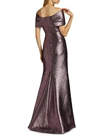 Off-The-Shoulder Metallic Gown