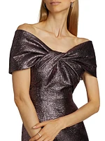 Off-The-Shoulder Metallic Gown