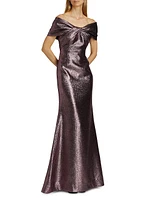 Off-The-Shoulder Metallic Gown