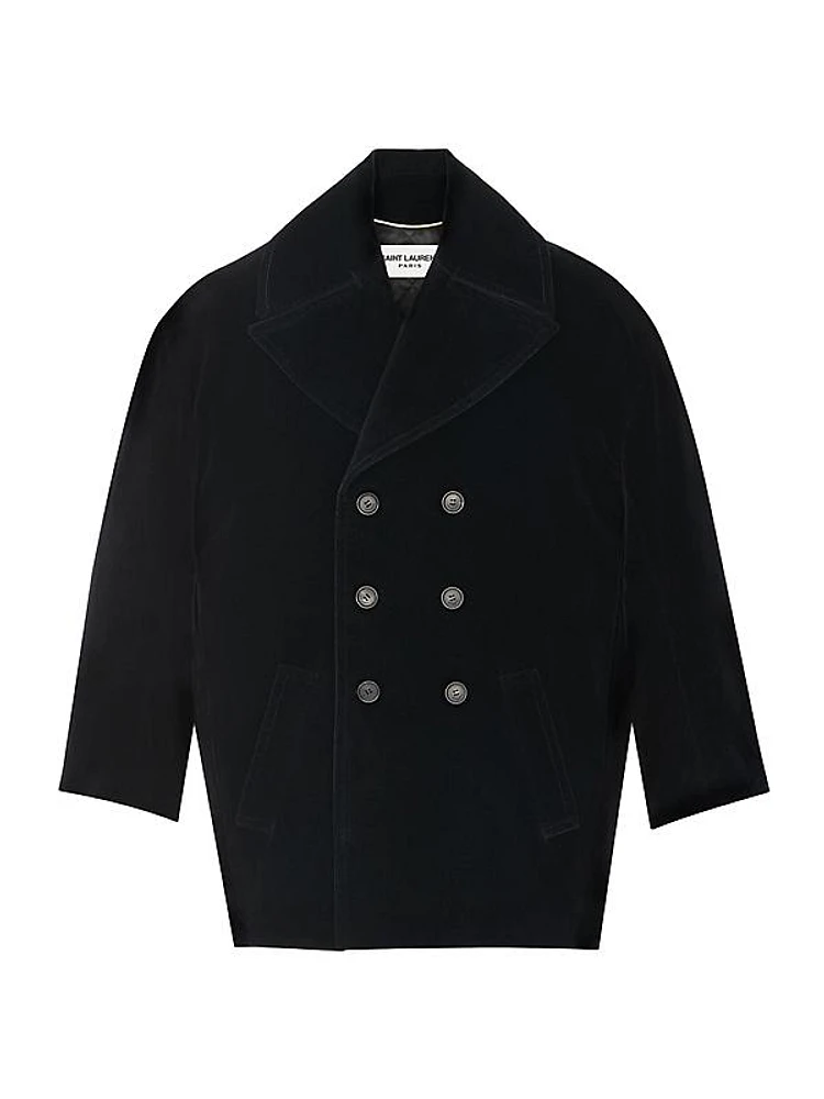 Oversized Peacoat in Cotton Velvet