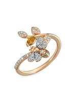 Honey Bee 14K Rose Gold, Diamond & Citrine Vine Ring