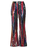 Kelly Sequin High-Waist Flared Trousers