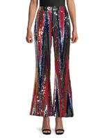 Kelly Sequin High-Waist Flared Trousers