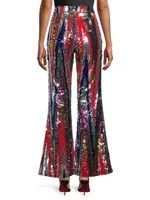 Kelly Sequin High-Waist Flared Trousers