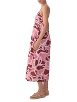 Rio Printed Cotton Ruched Maxi Dress