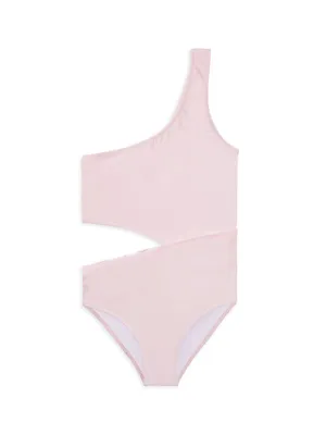 Baby Girl's,Little Girl's & One-Shoulder Cutout Swimsuit