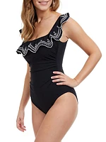 Lola Squareneck Ruffle One-Piece Swimsuit