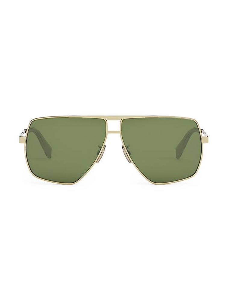 Rectangular 58MM Metal Sunglasses