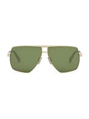 Rectangular 58MM Metal Sunglasses