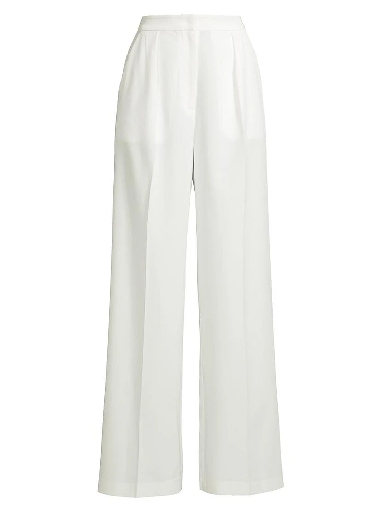 Tailored Wide-Leg Chiffon Pants