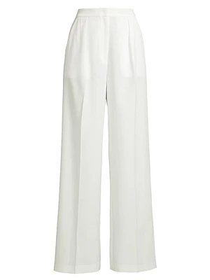 Tailored Wide-Leg Chiffon Pants