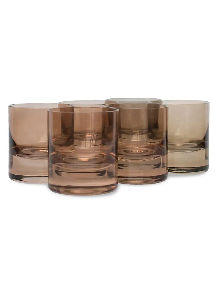 Estelle Colored Glass Tinted Stemless Wine Glasses 6-Piece Set Pink
