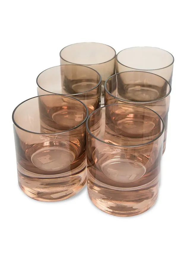 Estelle Colored Glass Tinted Rocks Glasses 2-Piece Set Amber Smoke