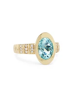 Minerva Anjuli 14K Yellow Gold, Aquamarine & 2.2 TCW Diamond Ring