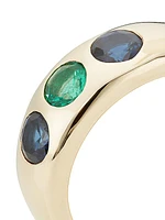 Gemma 14K Yellow Gold, Blue Sapphire & Emerald Ring