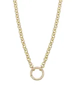 14K Yellow Gold & 0.16 TCW Diamond Rolo-Chain Necklace