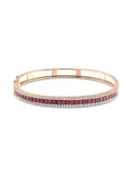 Mondrian 18K Rose Gold, Ruby, & 1.05 TCW Diamond Bangle