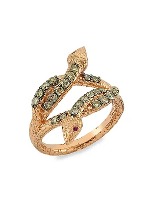 Eve Kundalini 14K Rose Gold, 0.54 TCW Diamond, & Ruby Snake Ring