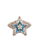 Star Light Sirius 14K Rose Gold, Blue Topaz & 0.97 TCW Diamond Ring