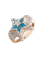 Star Light Sirius 14K Rose Gold, Blue Topaz & 0.97 TCW Diamond Ring