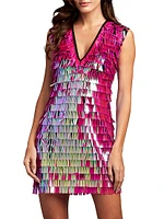 Sequin Fringe V-Neck Minidress