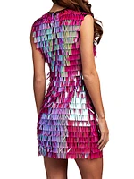 Sequin Fringe V-Neck Minidress