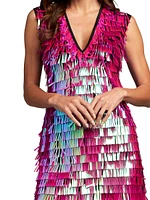 Sequin Fringe V-Neck Minidress