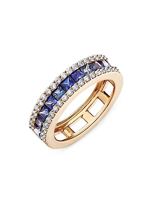 Mondrian 18K Yellow Gold, Sapphire & 0.46 TCW Diamond Ring