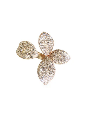 Giardini Segreti 18K Rose Gold, White & Champagne Diamond Flower Ring