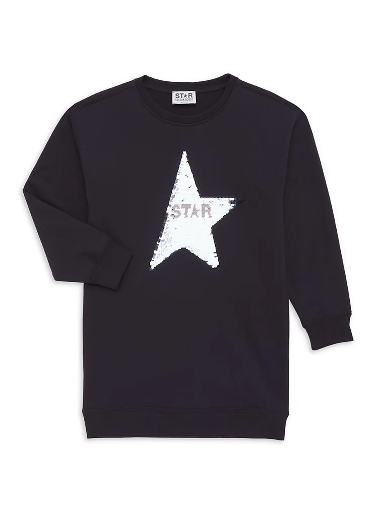 Little Girl's & Sequined Star Sweatshirt Dress