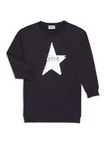 Little Girl's & Sequined Star Sweatshirt Dress