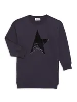 Little Girl's & Sequined Star Sweatshirt Dress