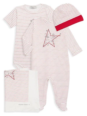 Baby's 4-Pack Stripes Doodles & Star Print Gift Set