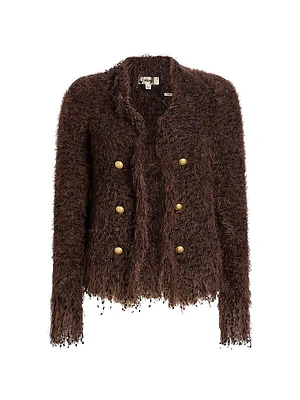 Knit Fringe-Trim Cardigan