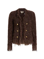 Knit Fringe-Trim Cardigan