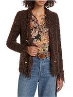 Knit Fringe-Trim Cardigan