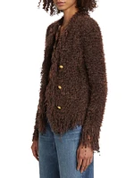 Knit Fringe-Trim Cardigan