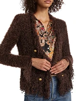 Knit Fringe-Trim Cardigan