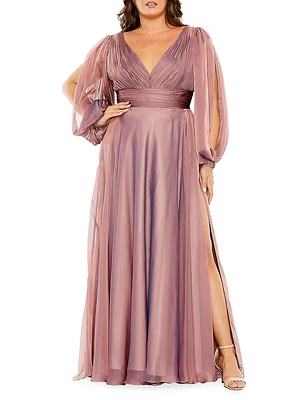 Plus Puff-Sleeve Gown