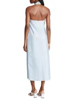 Zoie Cotton Crossover Halter-Neck Midi-Dress