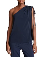 Nathalie Jersey Draped One-Shoulder Top