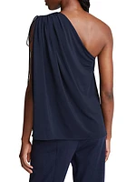 Nathalie Jersey Draped One-Shoulder Top