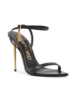 Padlock Leather Point-Toe Ankle-Strap Sandals